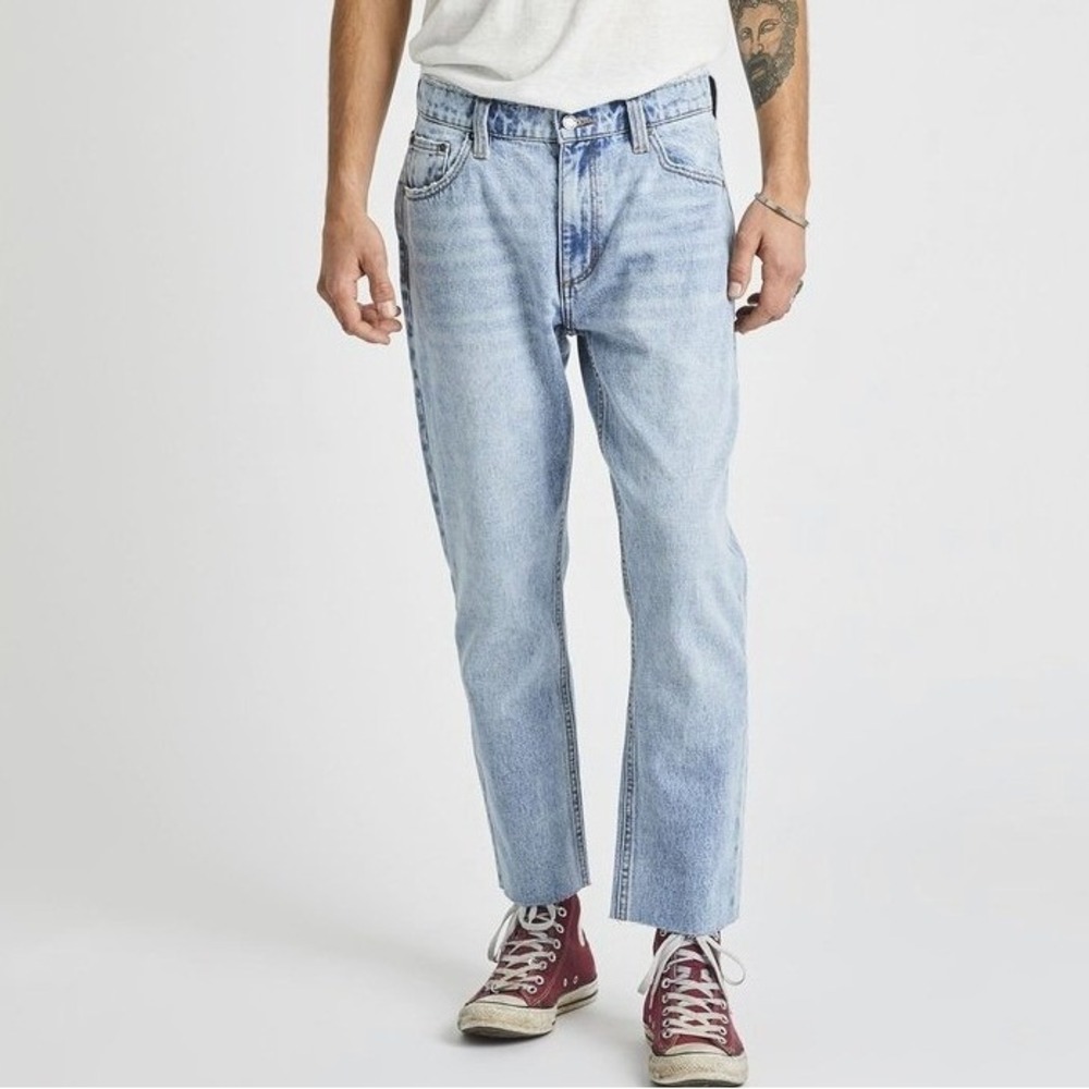 Rollas Men's Relaxo‎ Raw Hem Chop Denim Jean, Original Stone, 30